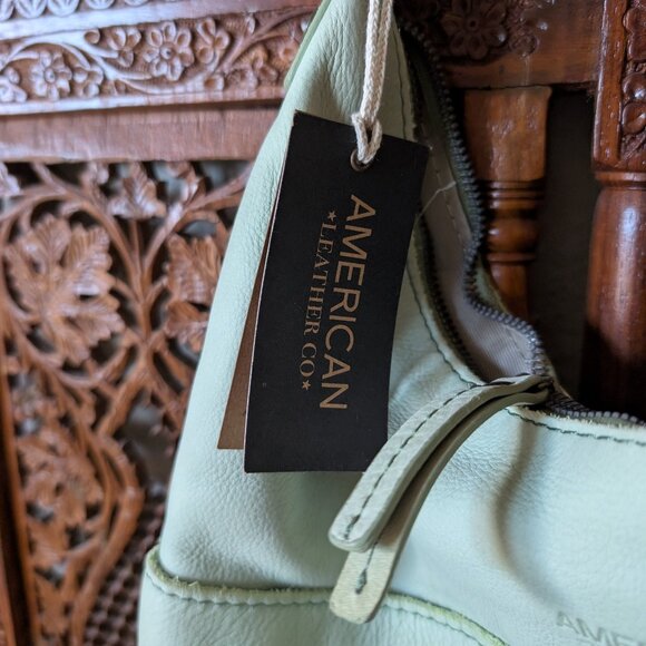 NWT American Leather Co Pottery Green Carrie Hobo Soft Leather Pastel Green - Picture 3 of 8
